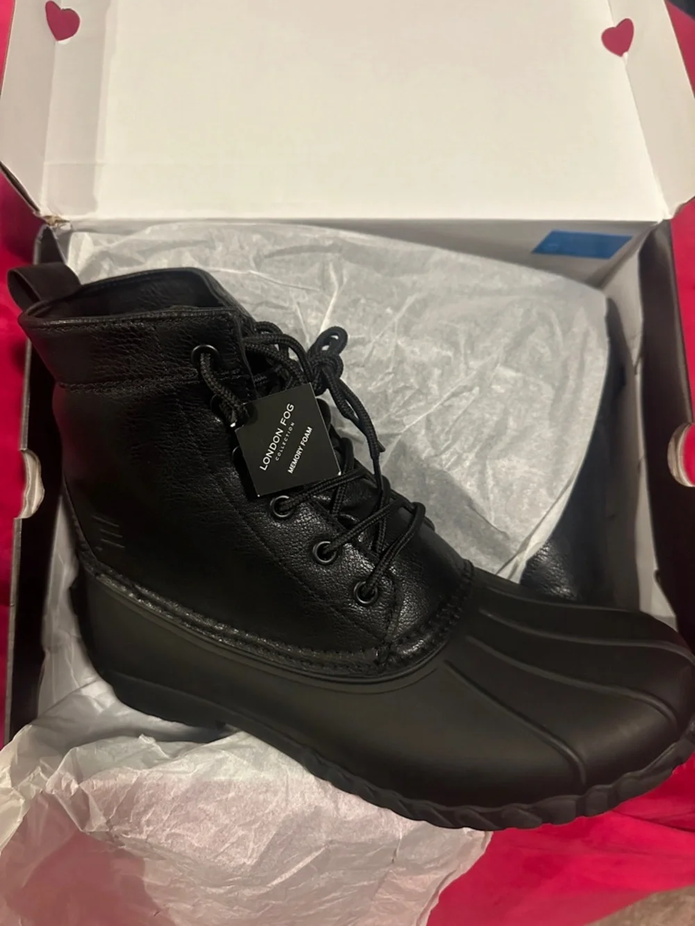 London Fog men’s Black Waterproof Lace-Up Boots sz 9.5